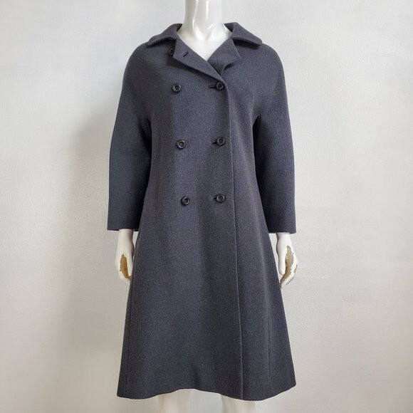 Vintage 50's/60's Nordstrom Best Gray-Blue Pea Coat - Picture 1 of 11